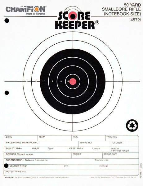 Targets Champion Traps&Targets Paper CHAMP 45721      50FT SMALLBORE NOTEBOOK • Model: Paper